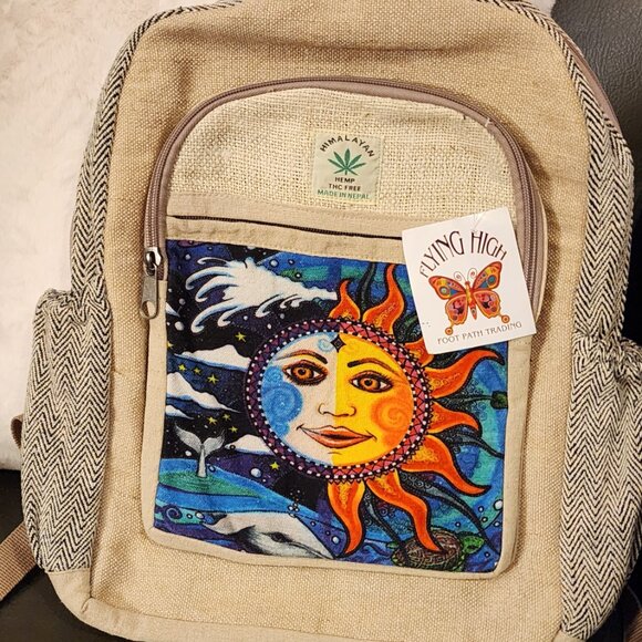 Boho Hippie Sun Himalayan Hemp Backpack NWT - Picture 4 of 4